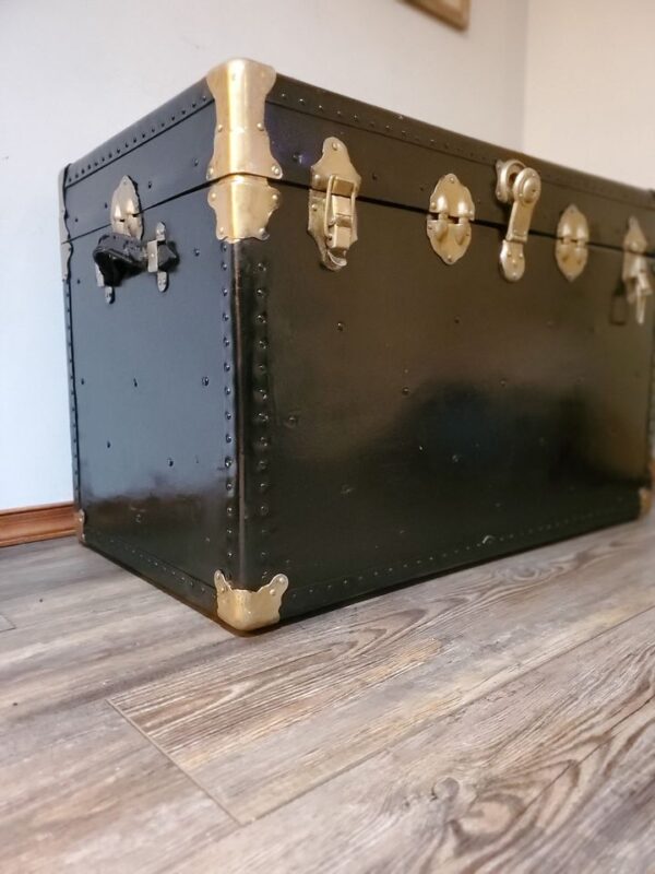 Vintage Mid-Century Black & Gold Trunk/Treasure Chest - Antique Storage - Image 3