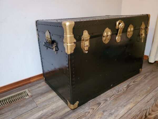 Vintage Mid-Century Black & Gold Trunk/Treasure Chest - Antique Storage - Image 2