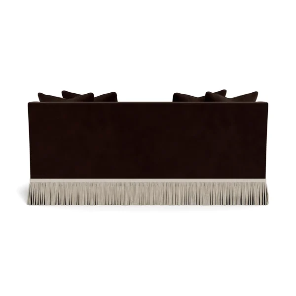 Bunny Williams Home Cora Sofa in Espresso Performance Velvet with Beige Buillon Fringe - Image 2