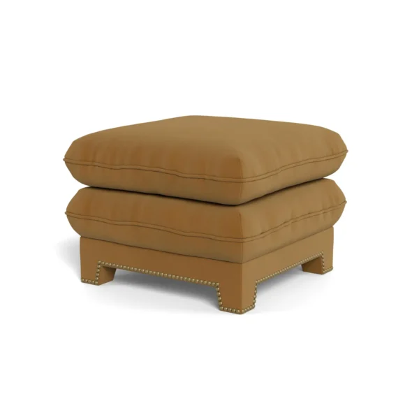 Bunny Williams Home Empire Ottoman in Nutmeg Performance Velvet with French Brass Nail Heads - Image 2