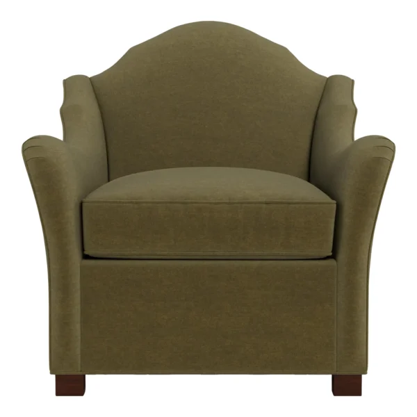 Bunny Williams Home Pierre Chair in Moss Performance Velvet with Mahogany Feet