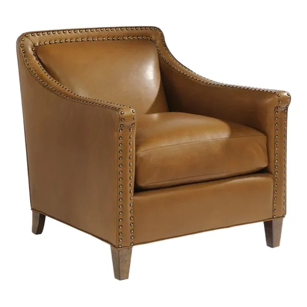 Celerie Kemble for Taylor King Crosby Chair in Virture Pecan Leather