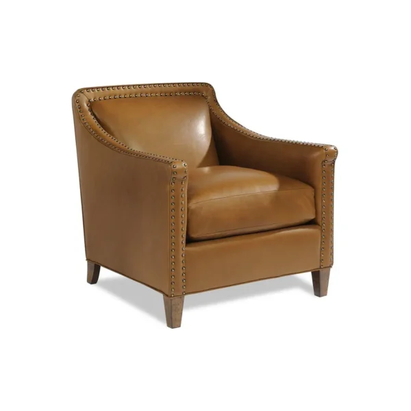 Celerie Kemble for Taylor King Crosby Chair in Virture Pecan Leather - Image 4