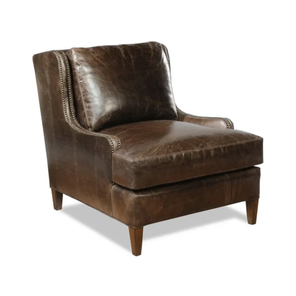 Celerie Kemble for Taylor King Hayes Chair in Echo Spanish Moss Leather - Image 3