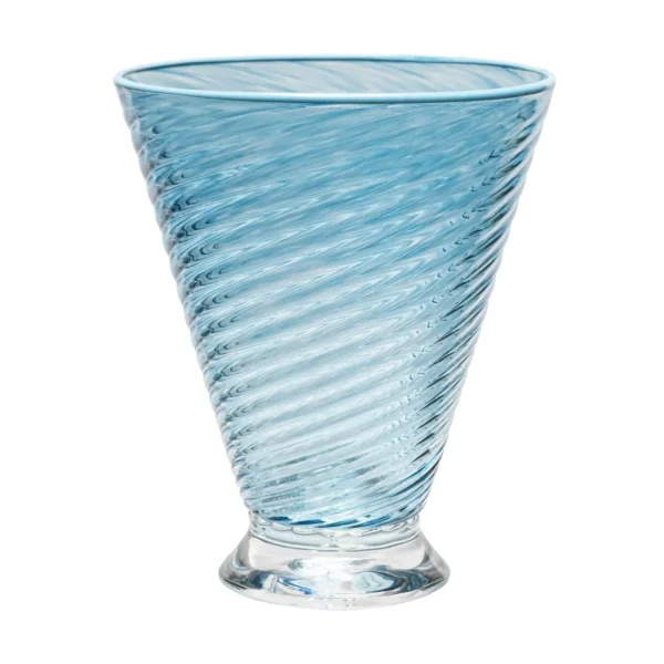 Celerie Kemble Glassware for Chairish Footed Twist Glasses in Steel Blue with Opal Blue Rim - Set of 6 - Image 2