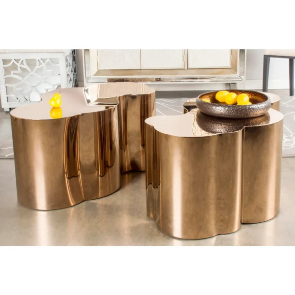 Kate Modern Rose Gold Stainless Steel Coffee Table - Image 3