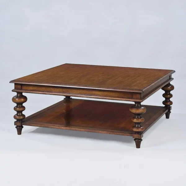 Rustic Walnut Finish Square Coffee Table - Image 5