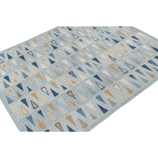 Swedish Geometric Rug by Celerie Kemble for Chairish in Sky, 4'x6 - Image 3