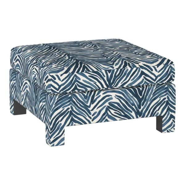 Sylvan Ottoman in Blue Washed Zebra