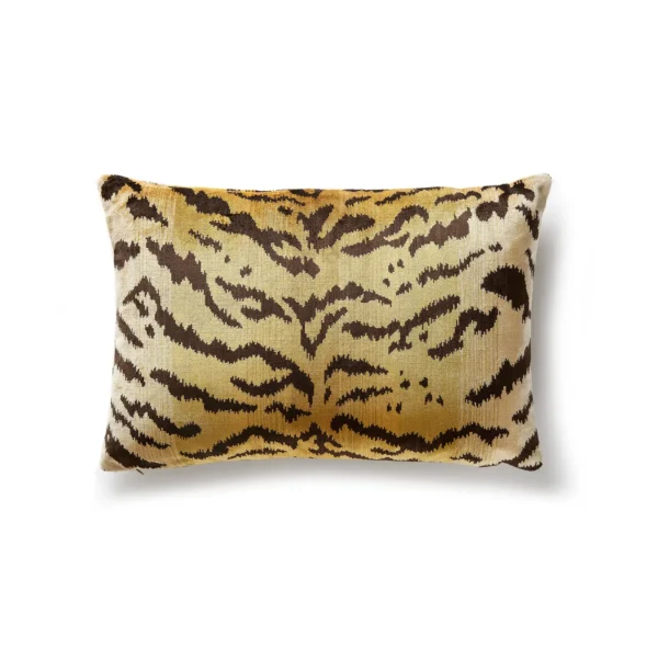 The House of Scalamandré Tigre Silk Lumbar Pillow, Ivory, Gold & Black - Image 2