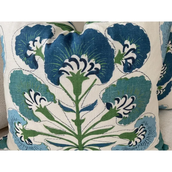 Thibaut “Tybee Tree” in Green and Blue Floral Pillows- a Pair - Image 3