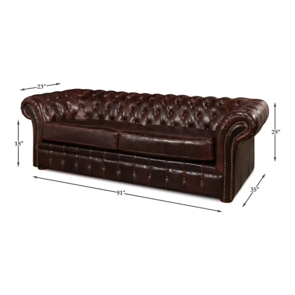 Tufted Leather Chesterfield Sofa - Image 4