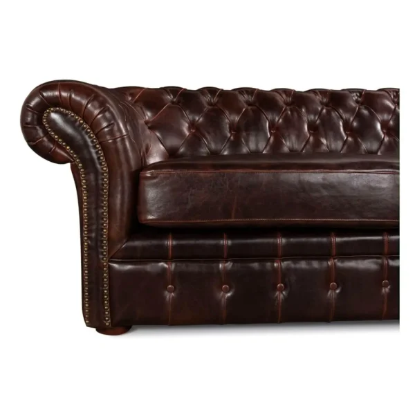 Tufted Leather Chesterfield Sofa - Image 8