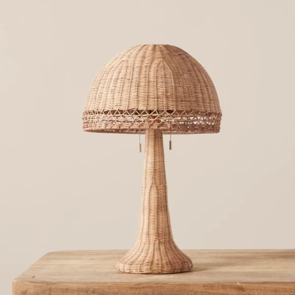 Vintage Inspired Augusta Table Lamp in Woven Rattan - Image 7