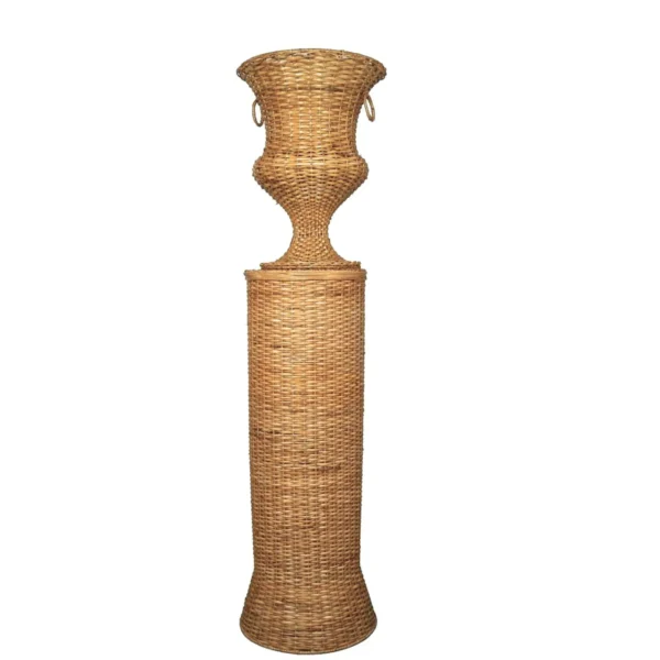 Wicker Urn and Pedestal